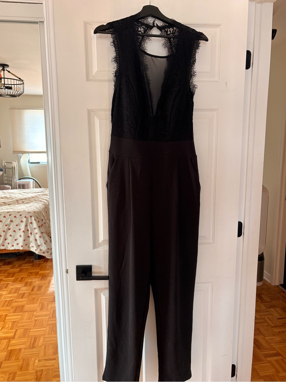 Twik Black Lace-Trim Jumpsuit